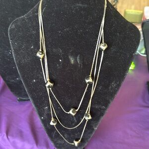 Three strand silver black Onyx necklace